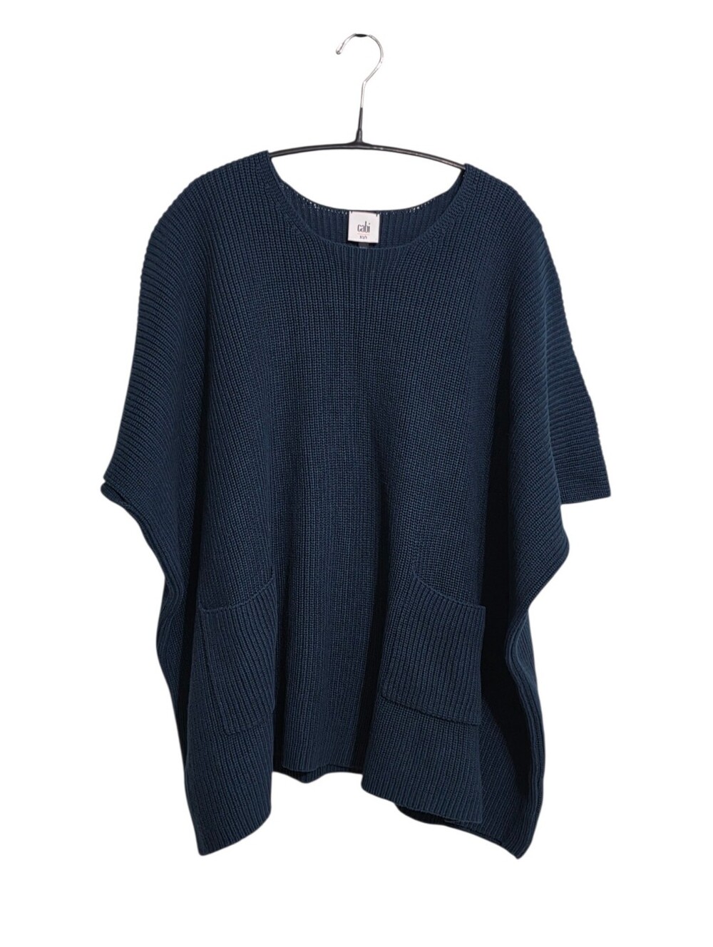 Cabi Dark Teal Flex Poncho Sweater Top XS/S Oversized Ribbed Boxy Lagenlook